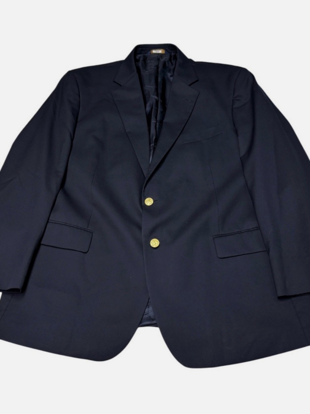 Brooks Brothers 346 Men's Navy Blue Gold Button Blazer Sports Coat Wool 46R